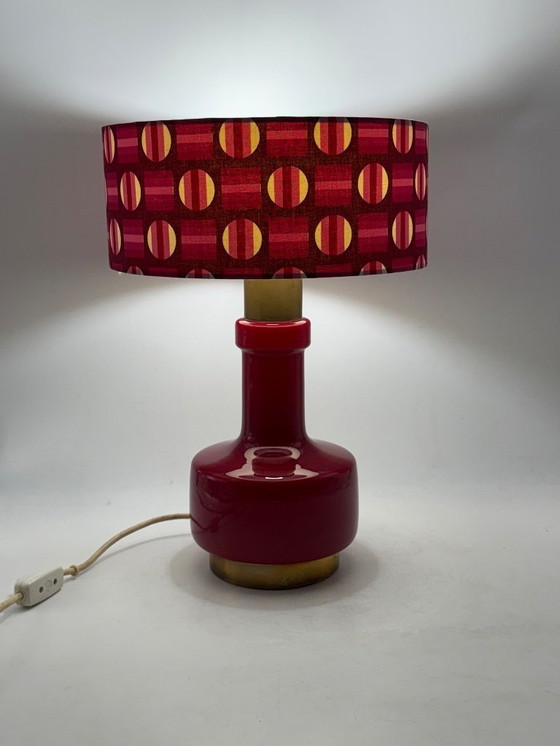 Image 1 of Space Age Tischlampe aus rotem Glas, Italien 1960er Jahre