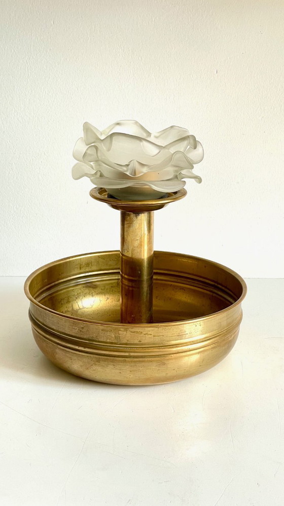 Image 1 of Centrotavola a ciondolo in ottone e vetro vintage