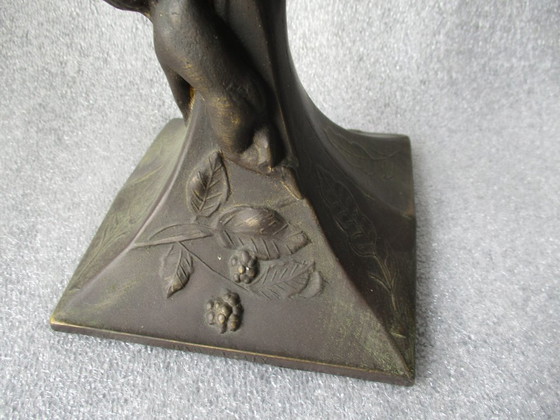 Image 1 of Bronze lamp base, Mother with 2 children, Art Deco style.