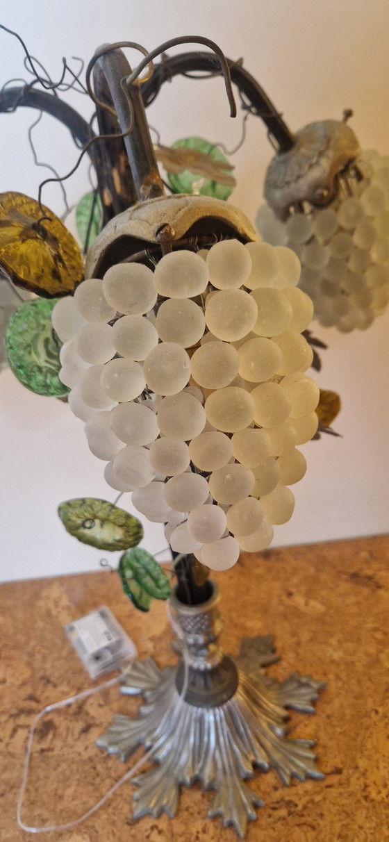Image 1 of Midcentury Art Nouveau/Art Deco Frosted Glass Grape Table Lamp
