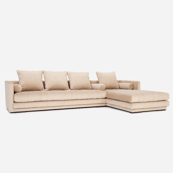 Image 1 of Ecksofa KOPENHAGA beige Velours, skandinavisches Design