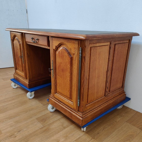 Image 1 of Escritorio de banquero antiguo de roble, escritorio de madera, oficina