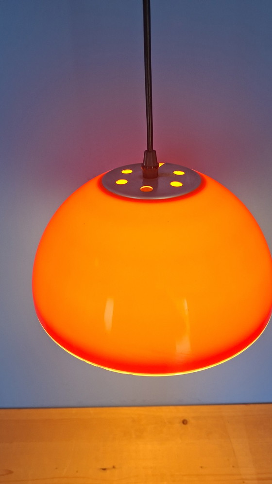 Image 1 of Orange vintage space age massive mushroom pendant lamp