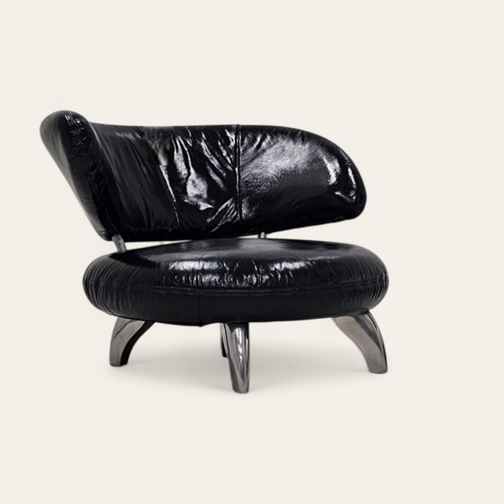 Image 1 of Yin&Yang - Chaises longues italiennes sculpturales en cuir et chrome