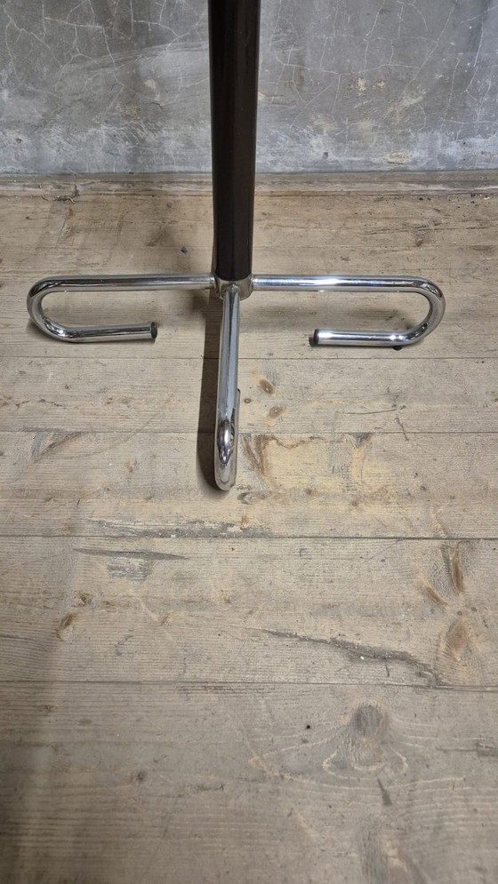Vintage Coat Rack with Umbrella Stand, Chrome-Plated Metal and Wood, Mid-20th Century, 42 x 175 cm (photo 7 of 8)