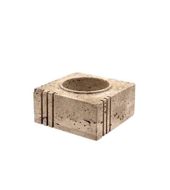 Image 1 of Travertine cubic vide poche / ashtray, Cerri Nestore, Italy, 1970s
