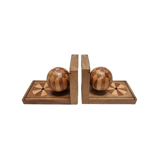 Sujetalibros de madera estilo Art Déco, década de 1960.