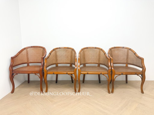 4 sillas vintage de imitación de bambú al estilo de Giorgetti, marcadas Grange