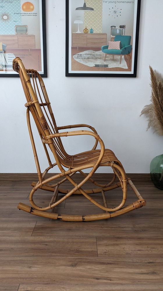 Image 1 of Vintage rotan schommelstoel