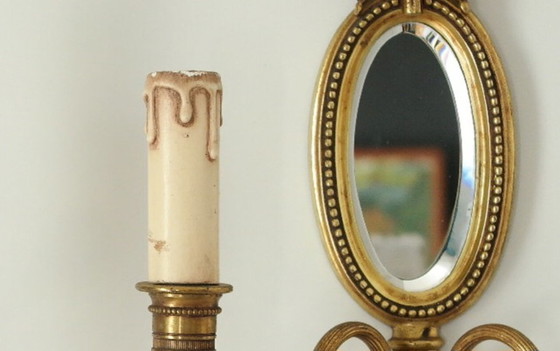 Image 1 of Coppia di applique in bronzo in stile Luigi XVI di Lucien Gau