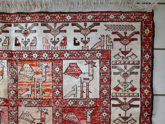 Image 1 of Handmade vintage Persian Sumak silk kilim 4.1' x 6' (125cm x 183cm) 1960s - 1C483