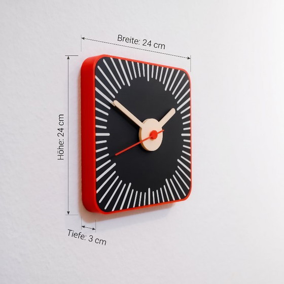 Sunburst Square Panel Clock L – Reloj de Pared Retro & Mid-Century 70s Space Age Boho Wall Clock (photo 5 of 5)