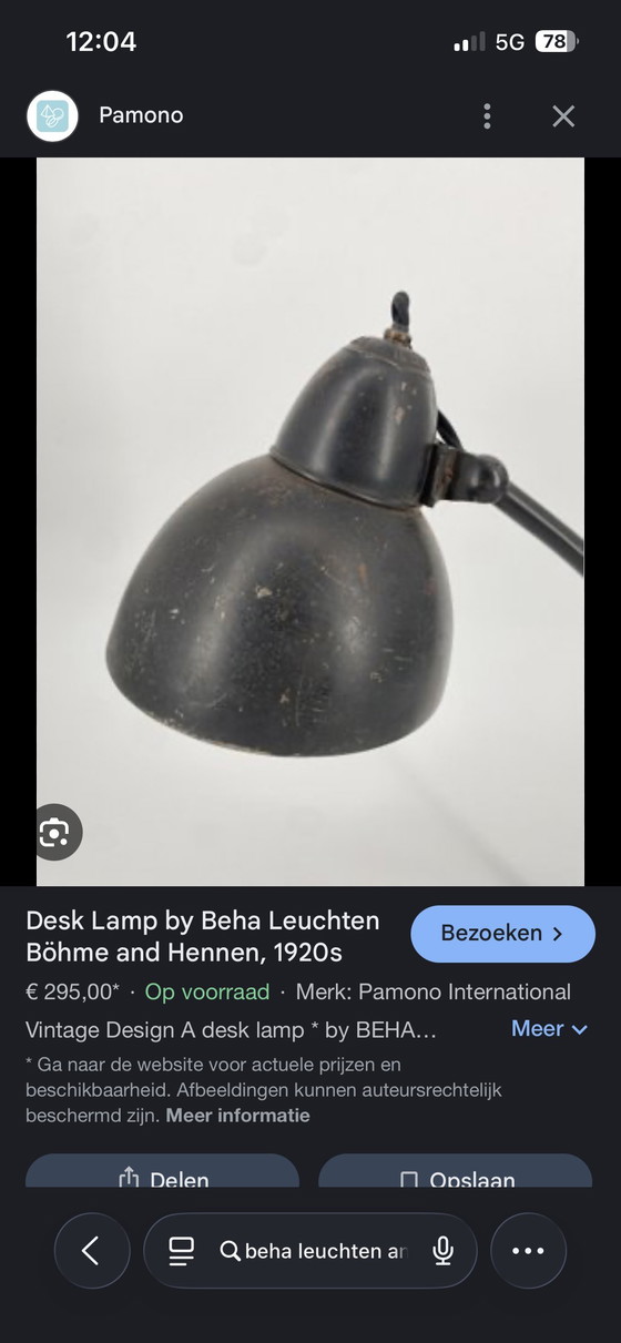 Image 1 of Beha vintage bureaulamp Bauhaus jaren 30