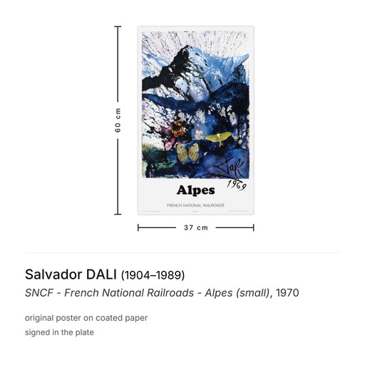 Salvador DALI SNCF - French National Railroads - Alpes (small) Poster 1970