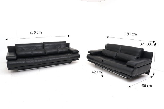 Image 1 of Rolf Benz 6500 Set Sofa Couch Three-seater Two-seater Leather Black