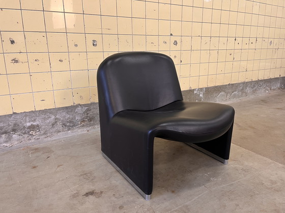 Image 1 of Vintage black leather Alky Chair by Giancarlo Piretti