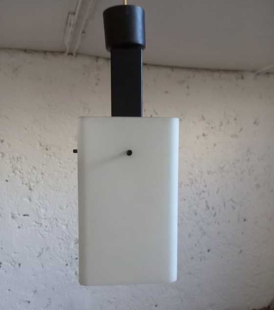 Image 1 of Opaalglazen kroonluchter uit de jaren 60, gemaakt door Stilux 