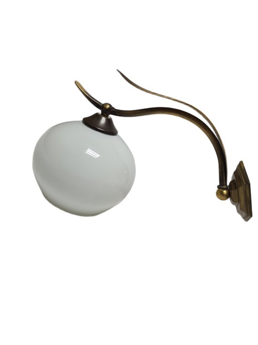 Art Deco wandlamp, Polen, jaren 1950 – wandlampen, Glass, Brass
