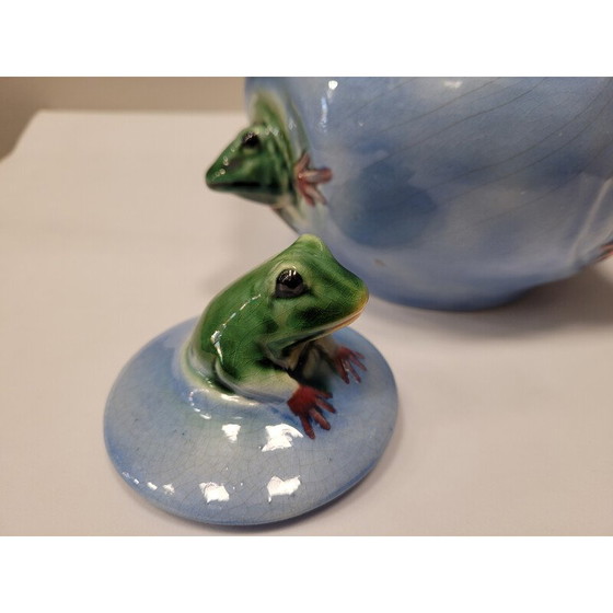 Image 1 of Vintage ceramic teapot "Frogs" by Delphin Massier, France