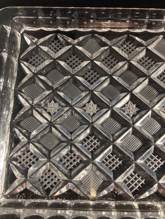 Image 1 of Brocca per il latte e zuccheriera in cristallo della Repubblica Ceca vintage degli anni '90 su un vassoio