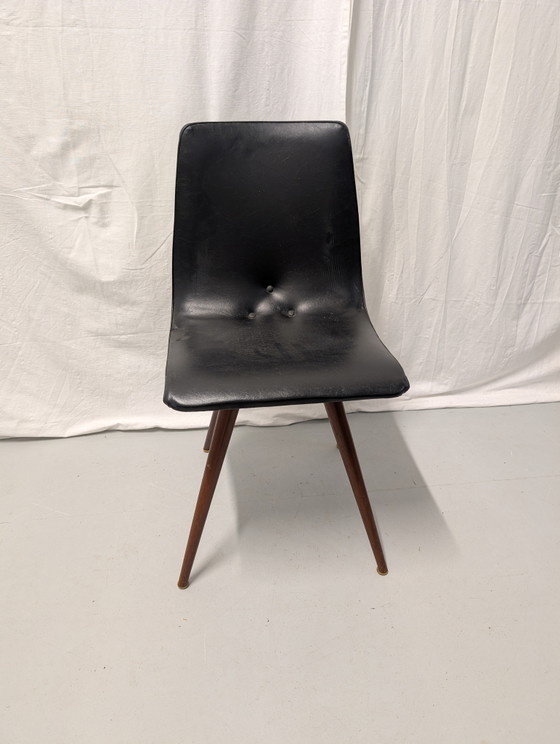 Unici: lotto di sedie a dondolo Van Os Culemborg, design olandese anni '50. – Sedie da pranzo, Skai (photo 12 of 14)