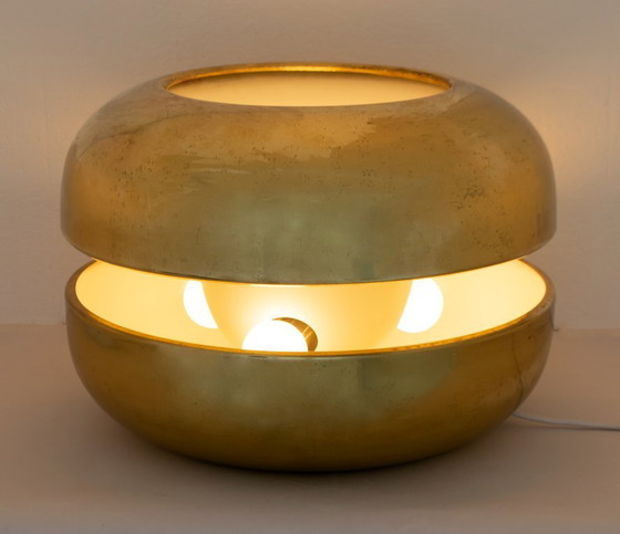 Image 1 of Luciano Frigerio Italiaanse Tafellamp Trillend Messing "Ballata Alta", 1974