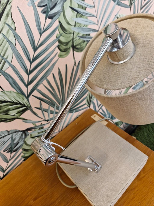 Vintage desk lamp chrome / beige 70s