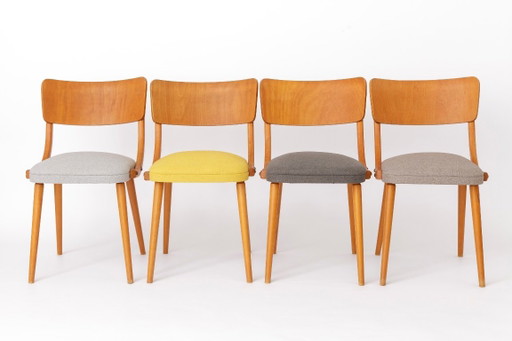Ensemble de 4 chaises de salle à manger vintage en bois courbé, chaises en hêtre de style Stol Kamnik, style allemand des