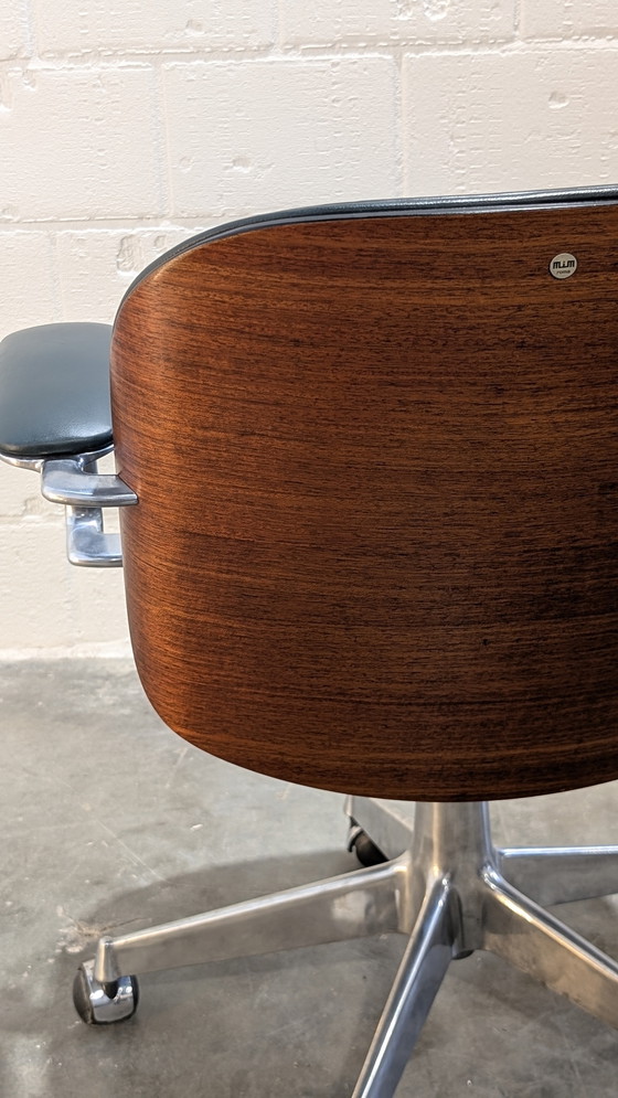 Image 1 of sedia da ufficio mim racing in pelle verde e legno di palissandro