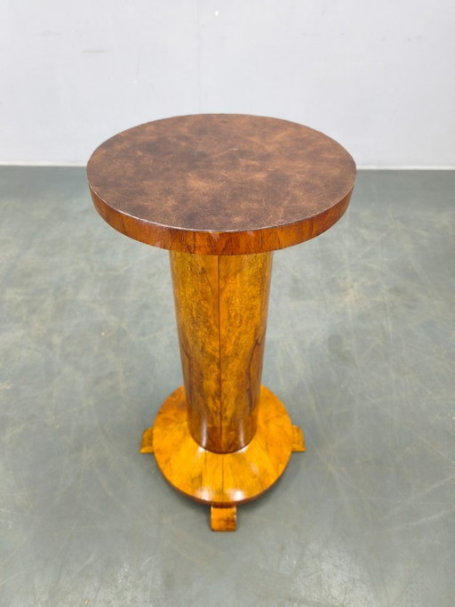 Art Deco Walnut Pedestal Table, Czechoslovakia, 1930s