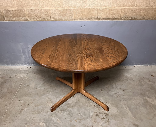 Round Vintage Table Solid Oak Seventies