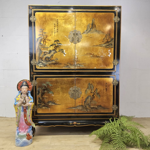 Vintage Chinese Closet Landscape Temples (Gold Leaf) Bohemian / Vintage Chinese Closet Landscape