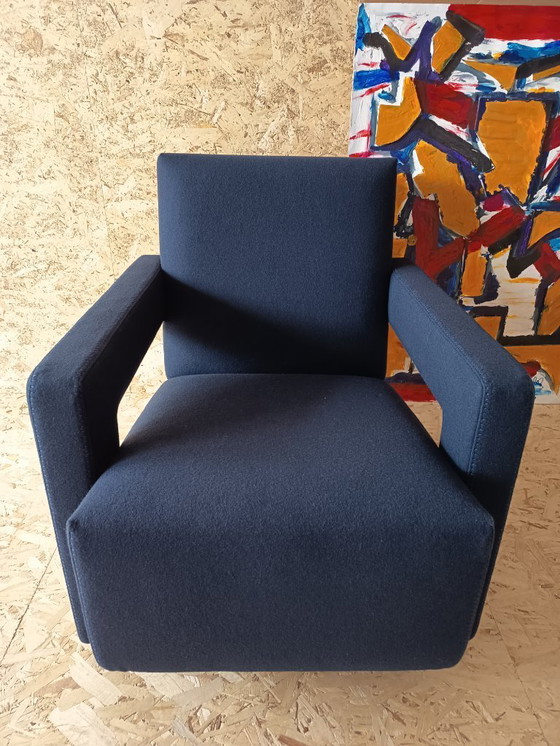 Image 1 of CASSINA Utrecht 637 armchair in Midnight BLUE Kvadrat wool by Gerrit Rietveld