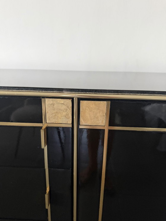 Pierre Cardin Sideboard With Brass Black Lacquered Shell Inlays, 1980 – Wood (photo 47 of 64)