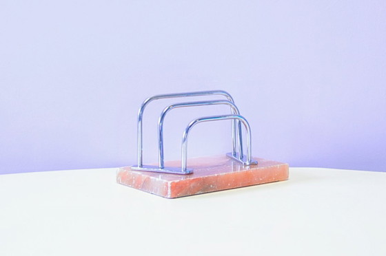 Marble Letter Holder Chrome Brackets – Decorative Objects (photo 4 of 5)