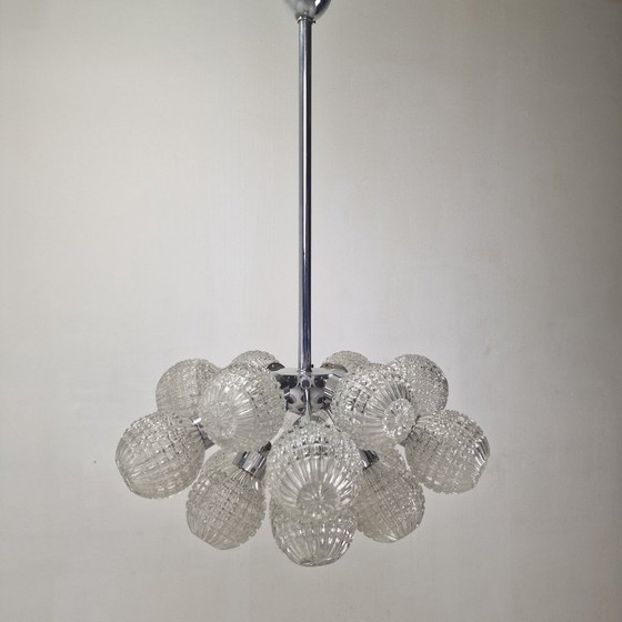 Image 1 of Large Glass Globe Chandelier by Richard Essig, Germany, 1960s