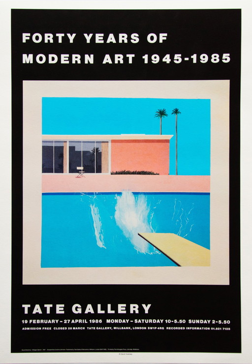 Original David Hockney Exhibition Poster / Tate Gallery 1986 / Mint Condition / 50x42cm