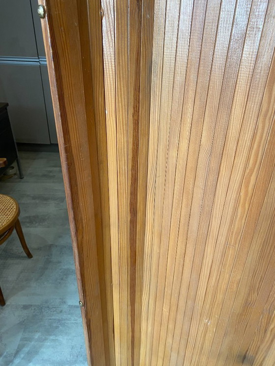 Image 1 of Vintage 1950s freestanding, foldable wooden screen in the style of Baumann.