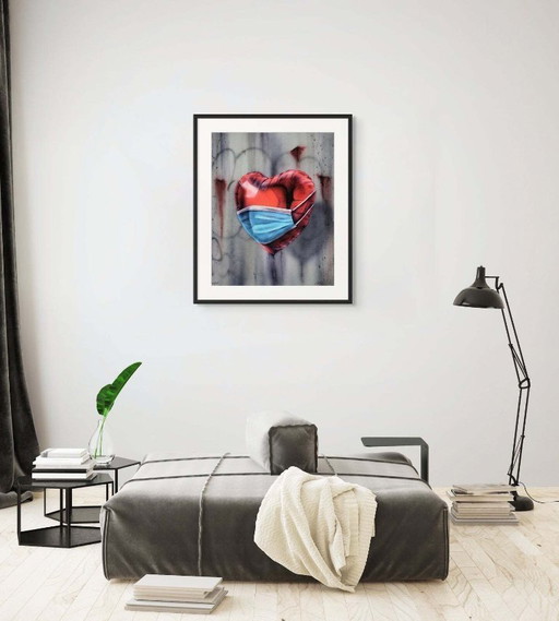 Lithographie d'artiste encadrée - ONEMIZER - Love is Key