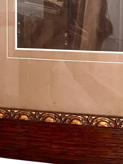 Genuine Wilhelminian style frame with original photograph and passe-partout around 1900