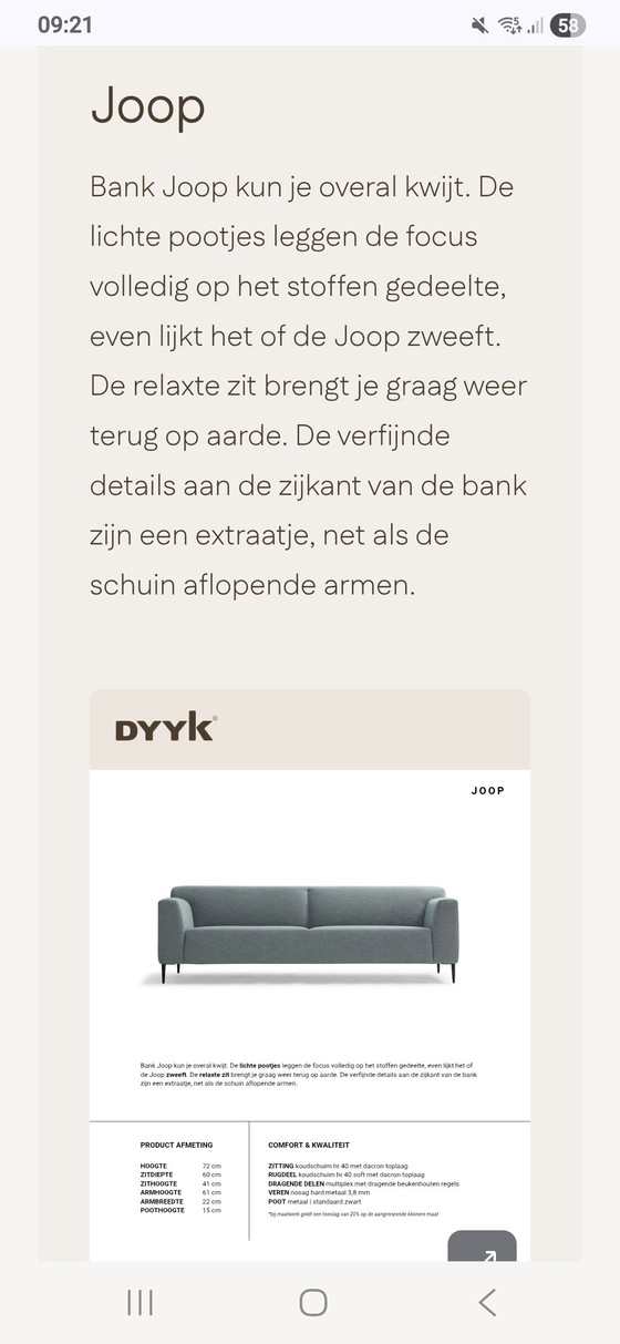 Image 1 of Canapé 3 places DYYK avec coussins HK Living