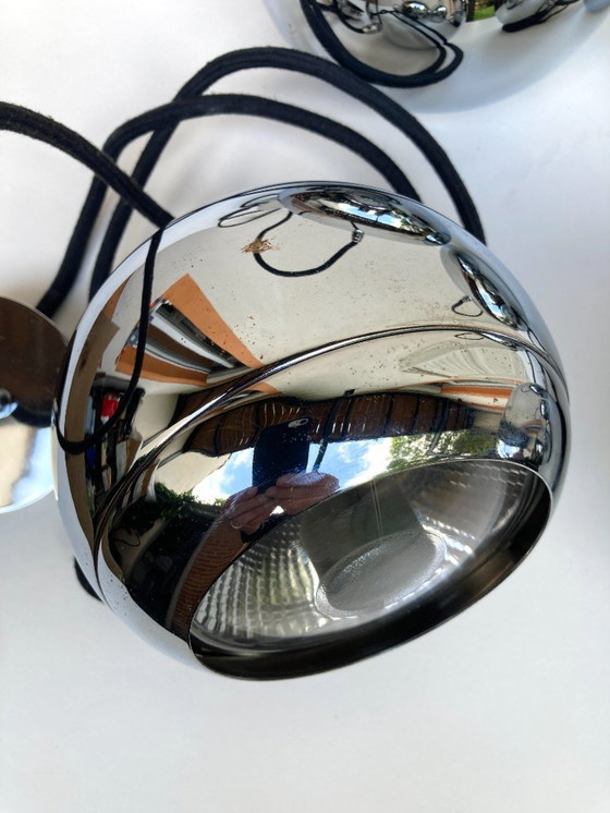 Image 1 of 2 lampade a sospensione vintage in metallo cromato degli anni '90