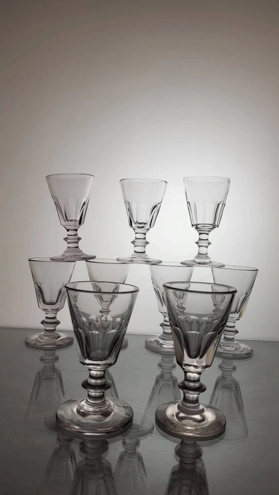 9 Wein Gläser im Caton / Baccarat Stil aus dem 19. Jahrhundert – Gläser & Karaffe, Crystal, Glass (photo 2 of 6)