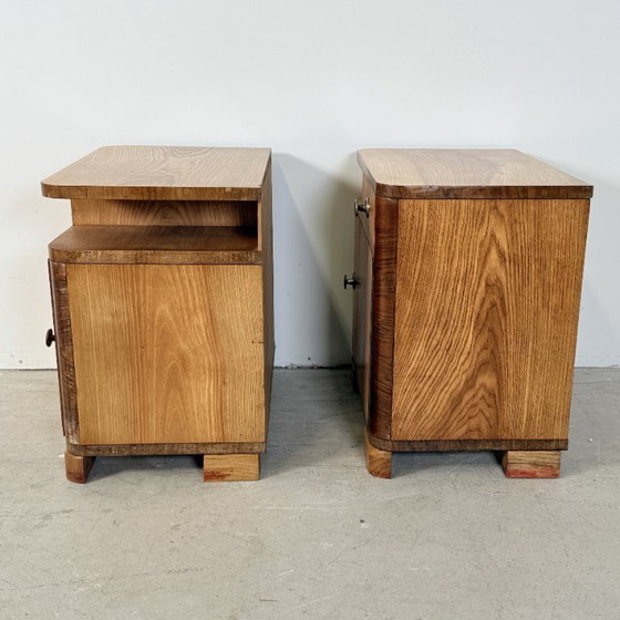 Set van Twee Art Deco Nachtkastjes, Streamline Design, Jaren '50 – Wood (photo 10 of 15)
