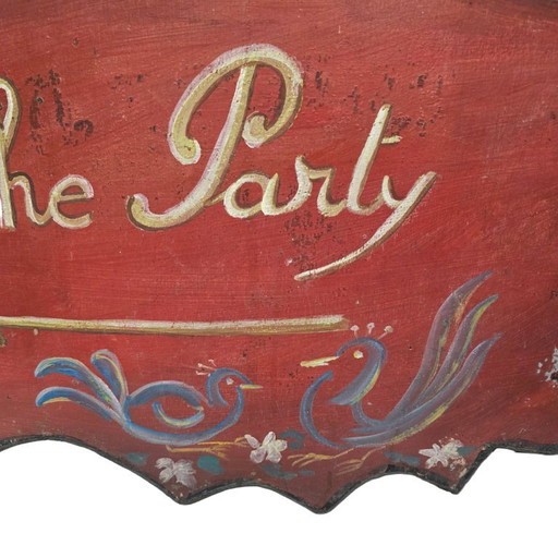 Cartello dipinto vintage The Party, anni '80