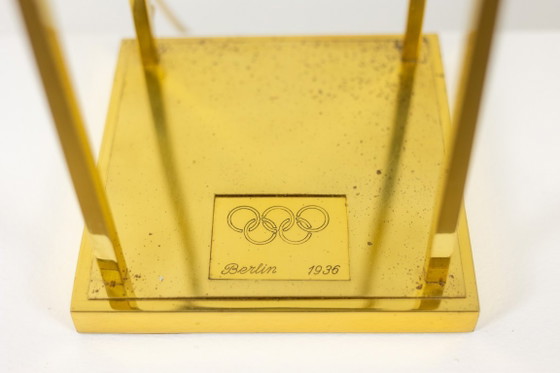 Image 1 of Gold-plated brass and copper lamp, 1936 Olympic Games