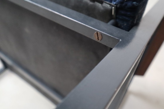 Image 1 of  Pair of Postmodern armchairs in steel and mahogany, 1970s