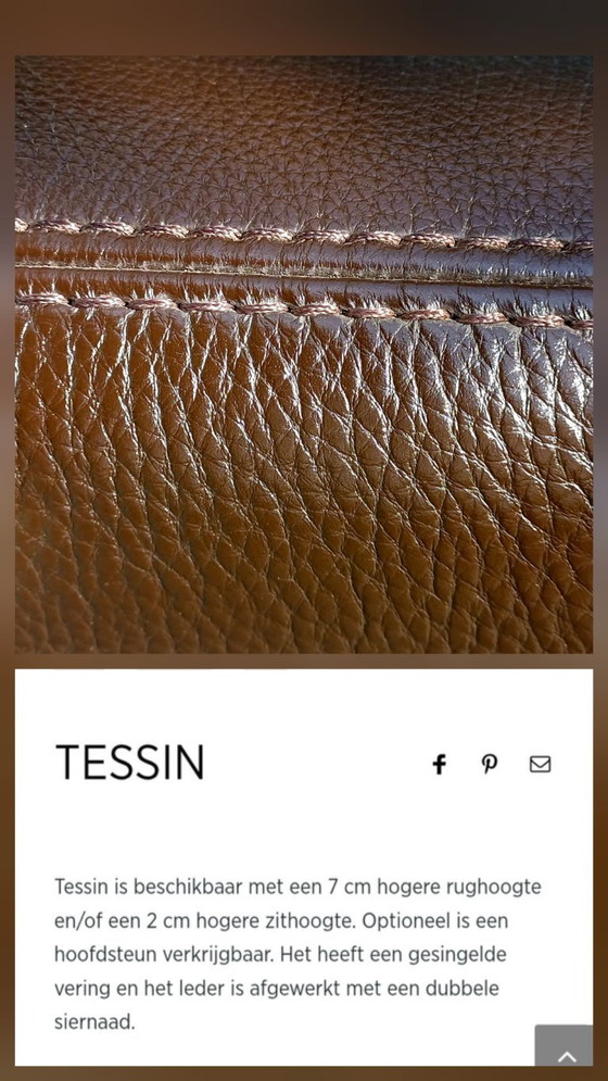 Image 1 of Durlet TESSIN designer sofa, dark brown leather 188cm