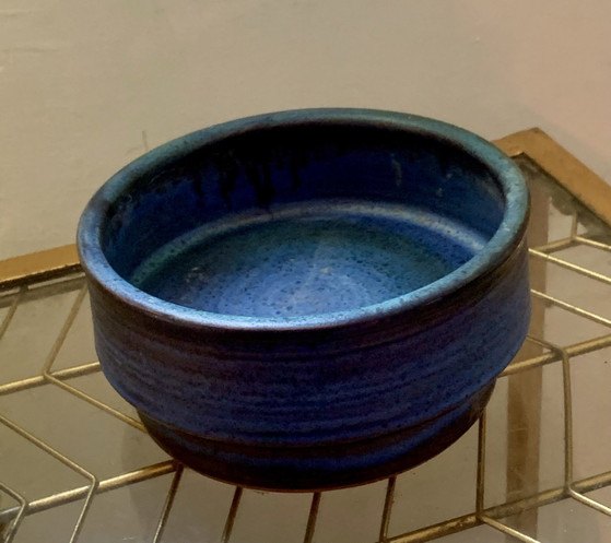 Rare Coupe Pique-Fleurs Ikebana, Grès Émaillé Réactif, Poterie Ludovic Dangon (Salins-les-Bains), Vases (photo 5 sur 15)