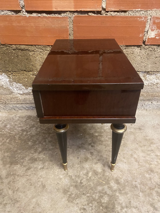 Image 1 of Chevet Ancien Table Nuit N252 Tiroir Bois Laqué Milieu XXeme Vintage #D394